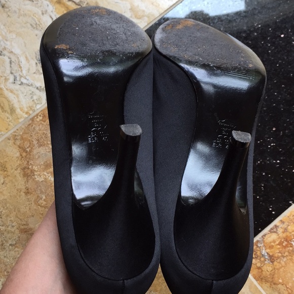 Nina Black satin peeptoe bow front 3.75” heels - Picture 8 of 8